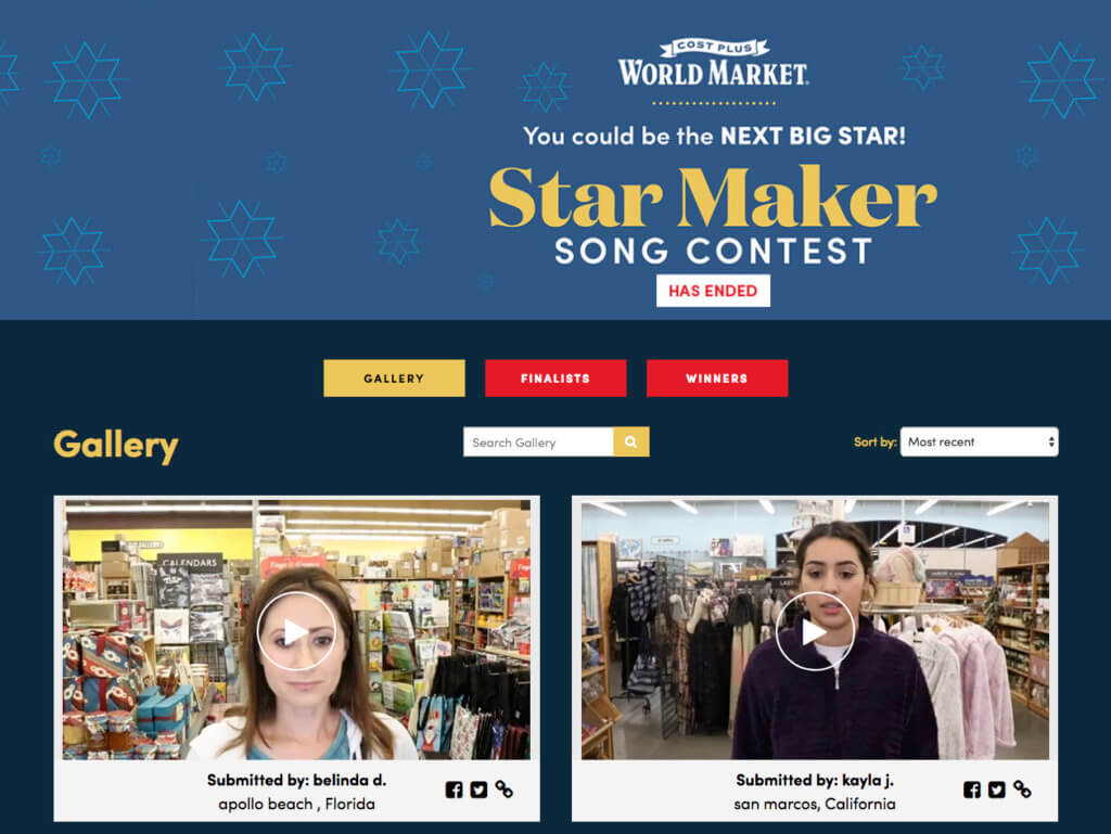 World Market Star Maker Contest Website